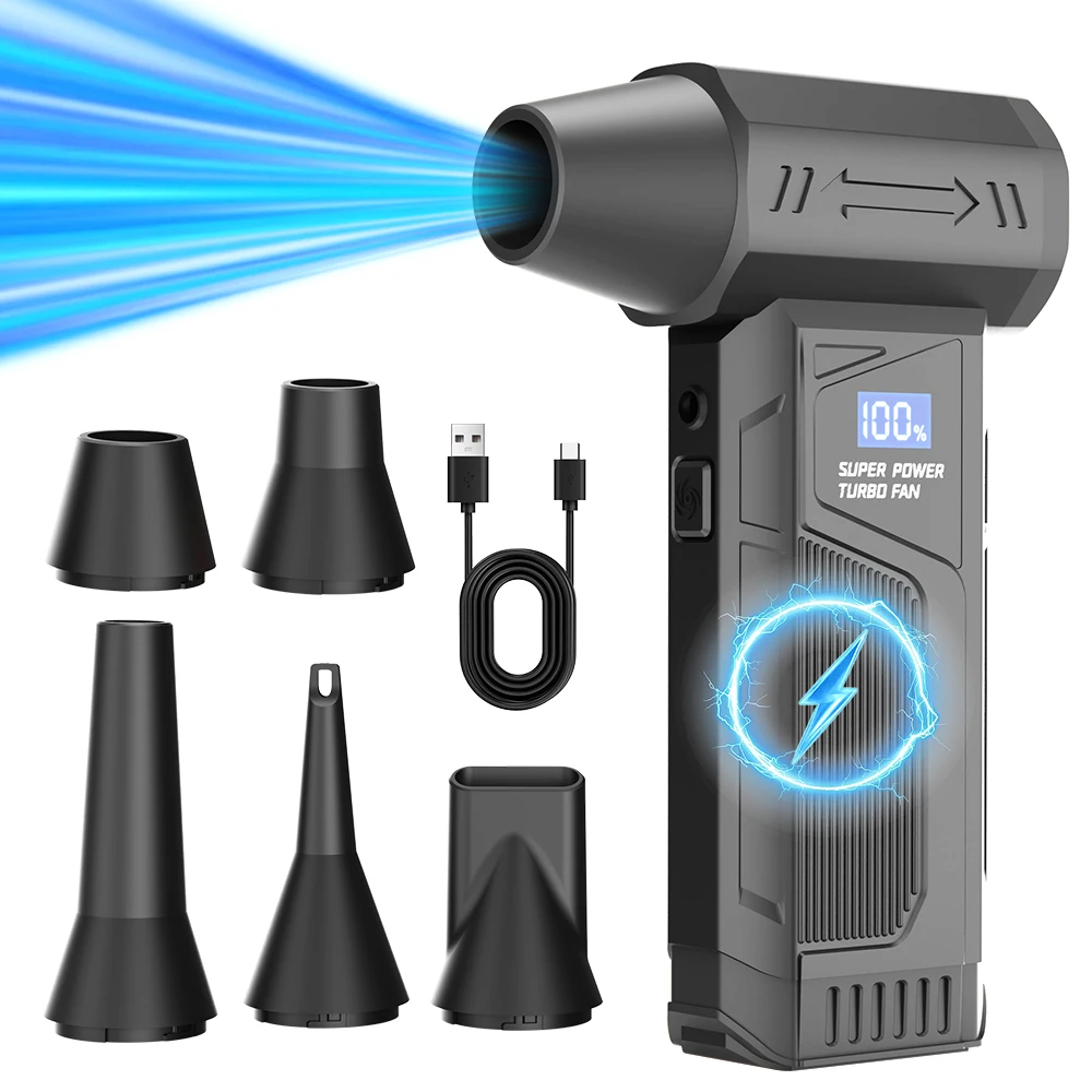 【Nuevo 2026】Ventilador de chorro inalámbrico con motor sin escobillas, soplador de aire turbo para limpieza de coches con luz LED, pantalla digital, portátil para uso en exteriores