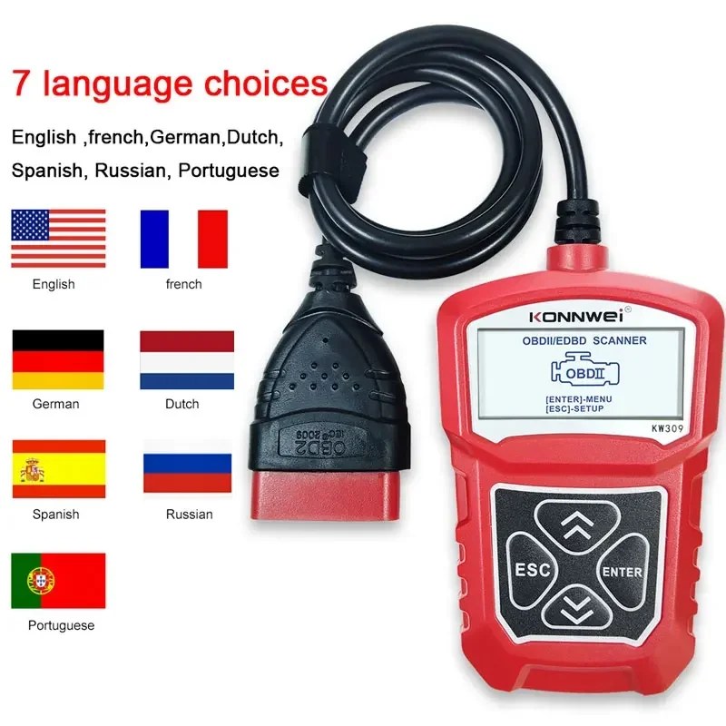 KONNWEI KW309 OBDII Scanner Engine Fault Code Reader Automotive Scanner OBD2 Car OBD Scanner Repair Diagnostics Tools