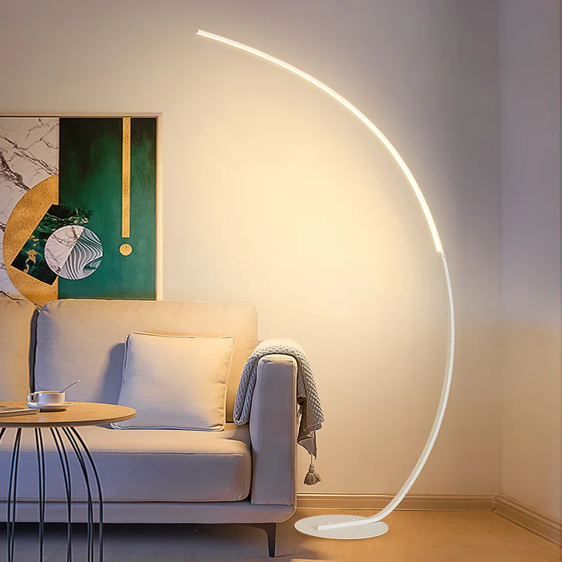 Nordic Creative C-shaped LED Floor Lamp Minimalist Design Living Room Bedroom Study Bedside Dimmable Remote Floor Lighting