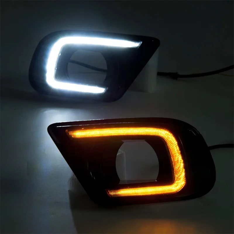 LED Daytime Running Light For Dodge Journey Fiat Freemont 2014 2015 2016 Yellow Turn Signal Relay DRL Fog Lamp Decoration