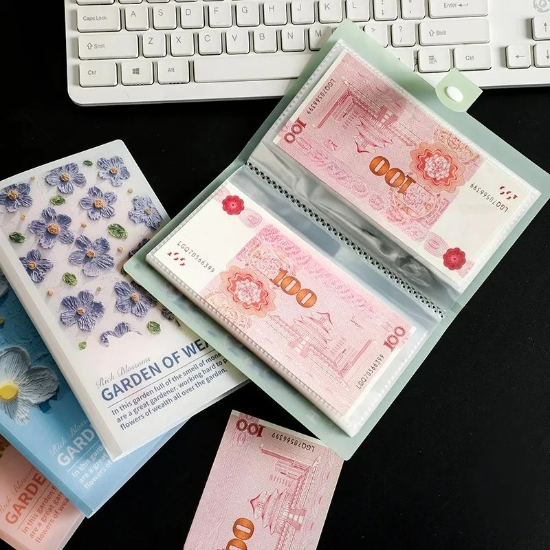 The Cash Collection Notebook Features A Novel Floral Pattern Design and Is Equipped with Transparent Compartments Inside