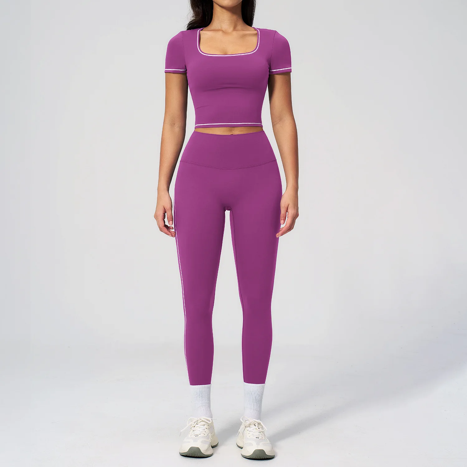 

2PCS Yoga Set Women Tracksuits Gym Fitness Set Long Sleeve High Waist Flared Leggings Sports Suits Female Workout Sportswear