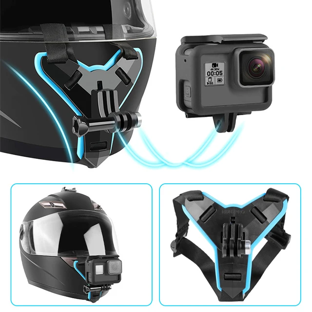 Uchwyt na kask GoPro, mocowanie na brodę, uchwyt do kamer sportowych Go Pro, mocowanie do kasku motocyklowego Moto dla Gopro Hero 9 8 7 6 5 4 3, kamera akcji