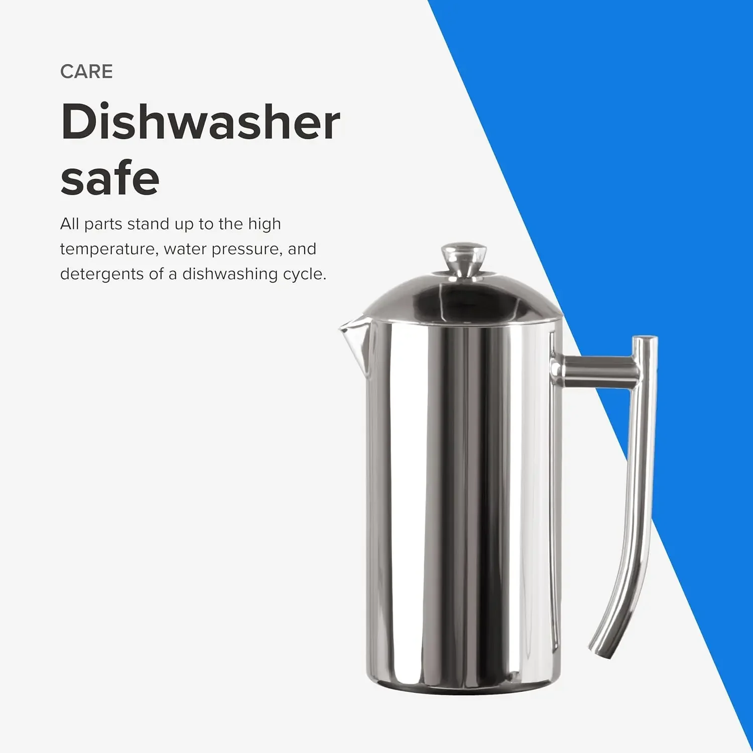 Caffettiera French Press a doppia parete in acciaio inossidabile, lucida, 23 once