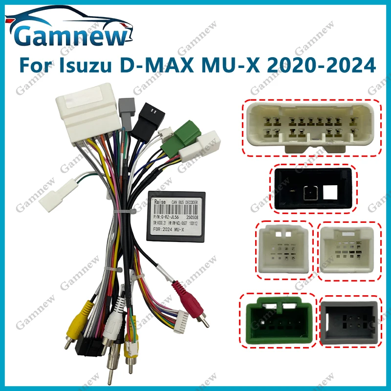 Gamnew Car 16pin Wiring Harness Adapter Canbus Box Decoder Android Radio Power Cable For Isuzu D-MAX MU-X 2020+