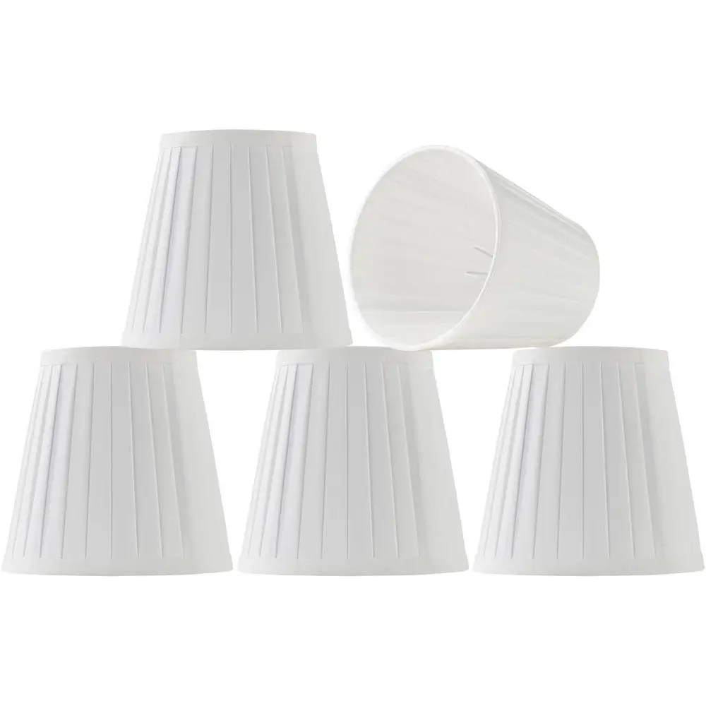 

White Silk Pleated Chlier Shades, 4" Top x 6" Bottom x 6" High, 4x6x6 Inch Clip On E12 Bulb, Pendant Light Wall Sconce Lamp Shad
