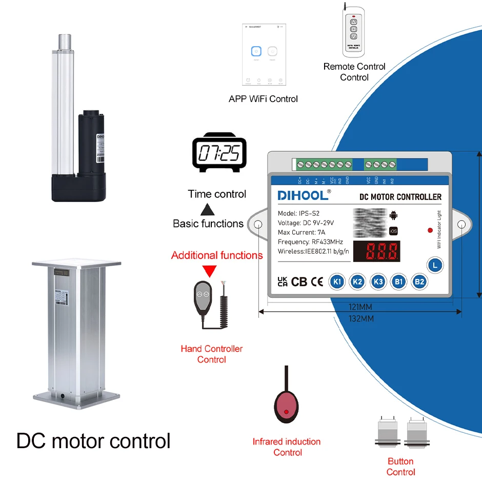 DC Motor Forward And Reverse Rotation Controller Time Control 12V 24V Linear Actuator Controller App Wifi Control