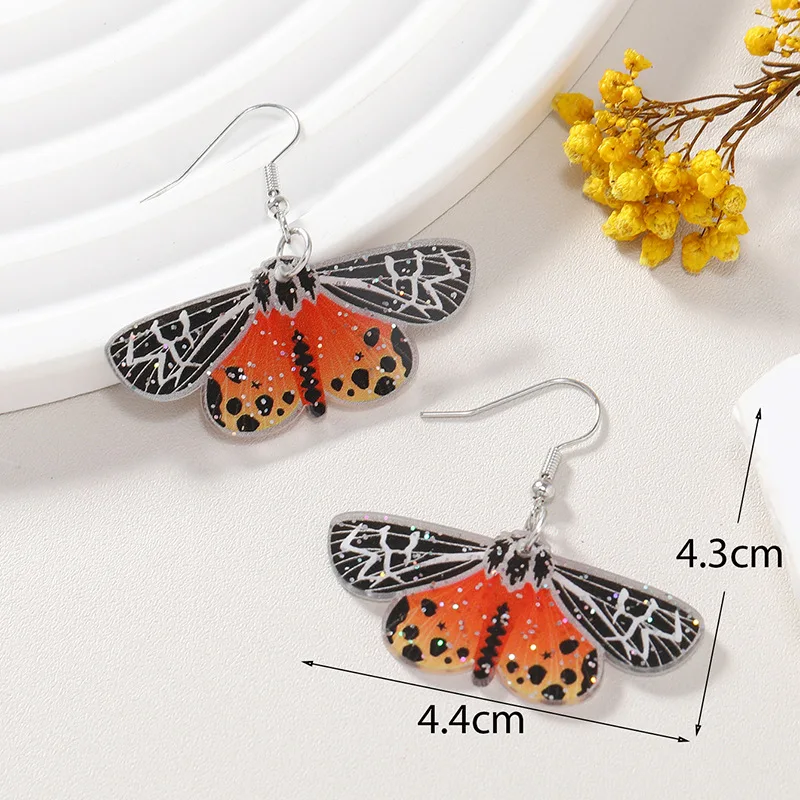 Exquisite 2023 New Insect Acrylic Green Color Skull Moon Butterfly Moth Earrings Female Personality