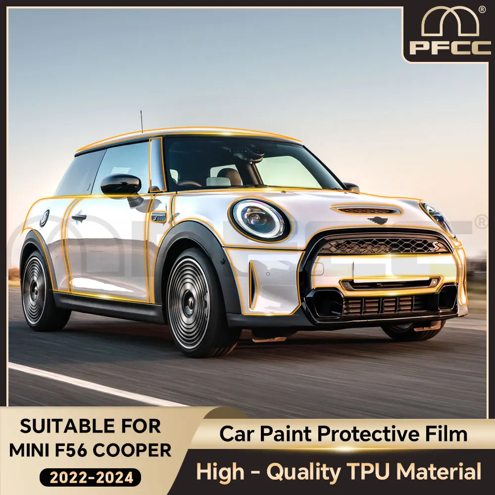 

Защитная пленка для краски PFCC для Mini F56 Cooper S, 2 двери, 2022 2023 2024, прозрачный комплект, 8,5 мил, наклейка на тело, предварительно вырезанная, PPF, ТПУ, предварительно вырезанная