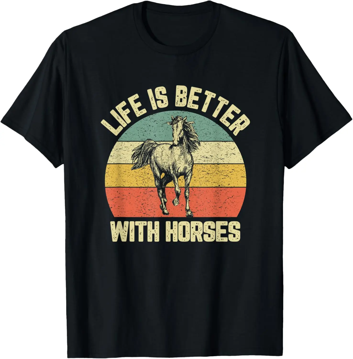 La vida es mejor con los caballos montar a caballo linda camiseta amante del caballo