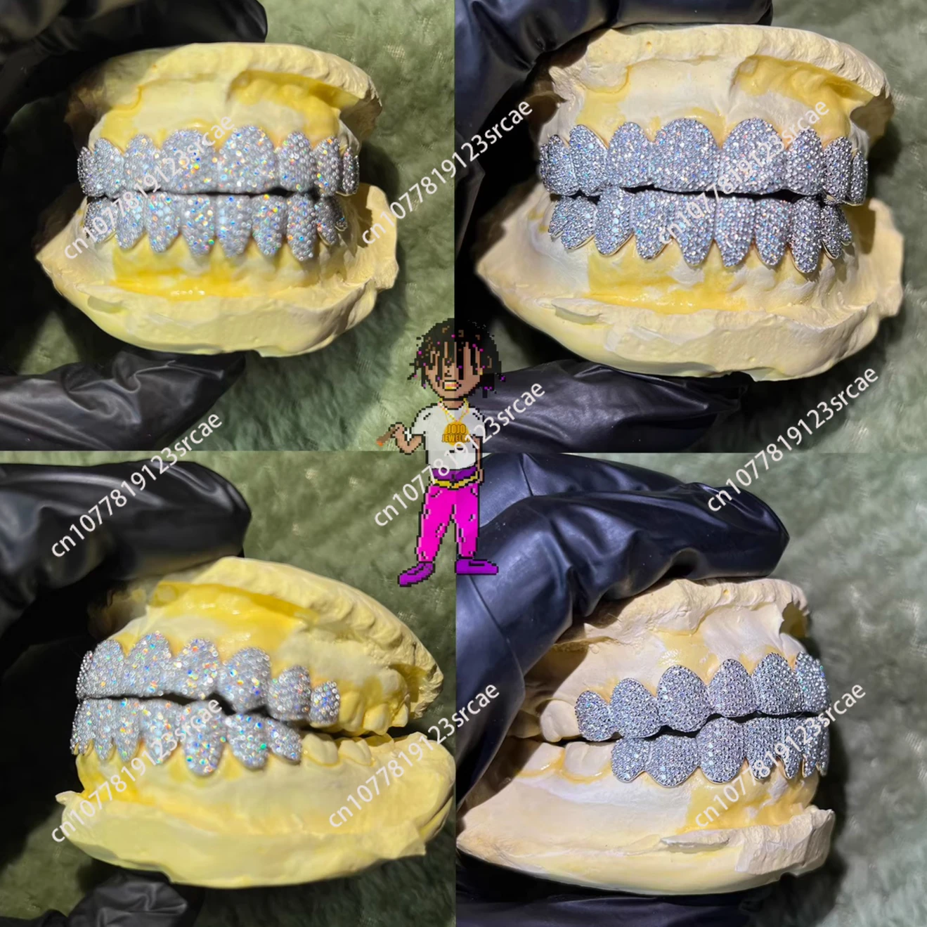 

Full Diamond Braces 18K Gold Grillz Hip Hop Gold Teeth White Gold Jewelry Accessories