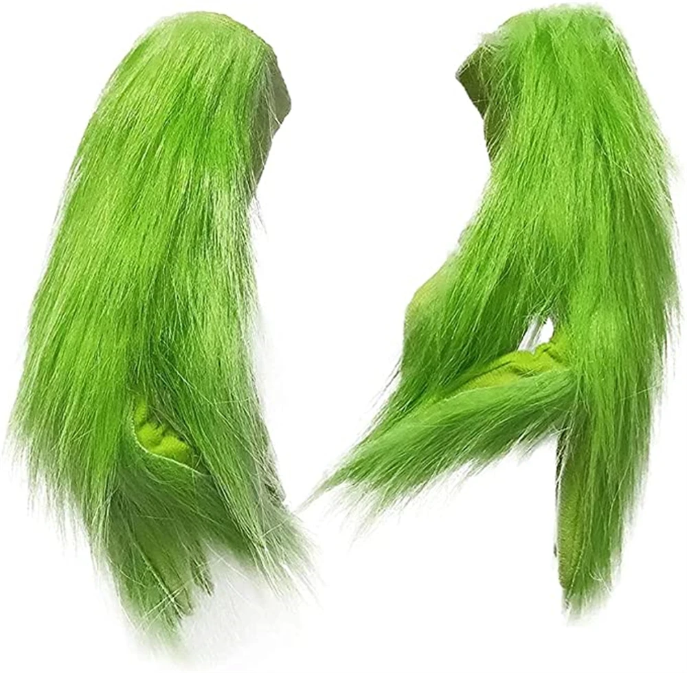 Guanti di natale guanti di peluche verdi accessori per costumi Cosplay di Halloween oggetti di scena per feste