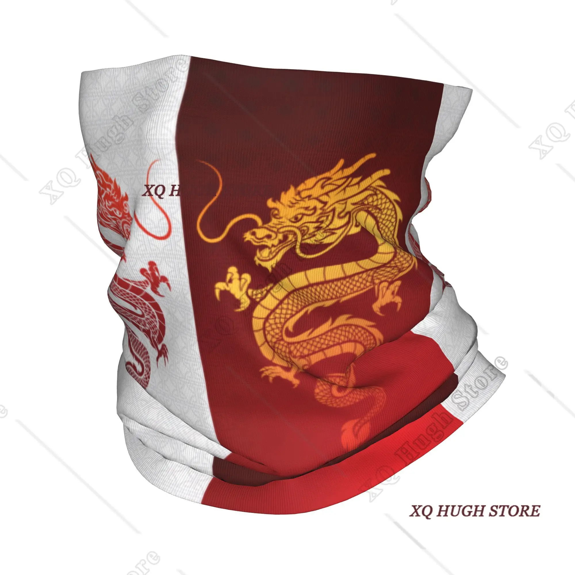 Custom Asian Tradition Dragon Totem Bandana Winter Neck Windproof Wrap Face Scarf for Hiking Chinese Mythology Gaiter Headband
