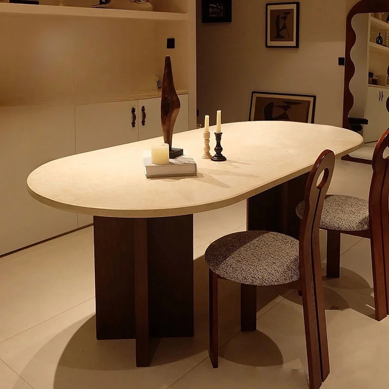 

Nordic Long Natural Table White Oilproof European Wood Stone Marble Dining Table Set Center Modern Mesas De Jantar Furniture