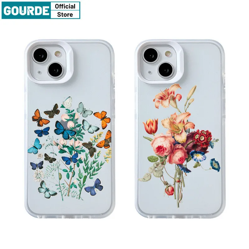 

Gourde Funny Cute Flowers Butterflies Pattern Phone Case for Iphone 15 14 12 13 11 Pro Max IP 7 8 Plus Iphon X XS XR Xs Max