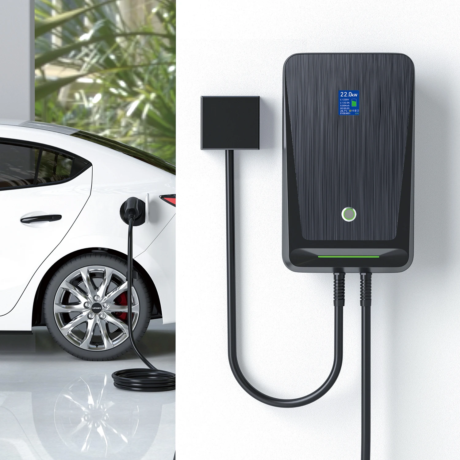 電気自動車用EV充電ステーション,7kW,11kW,22kW,3相充電器,evse wallbox,16a,32a,type 2ケーブル,IEC62196-2プラグ,アプリケーション制御