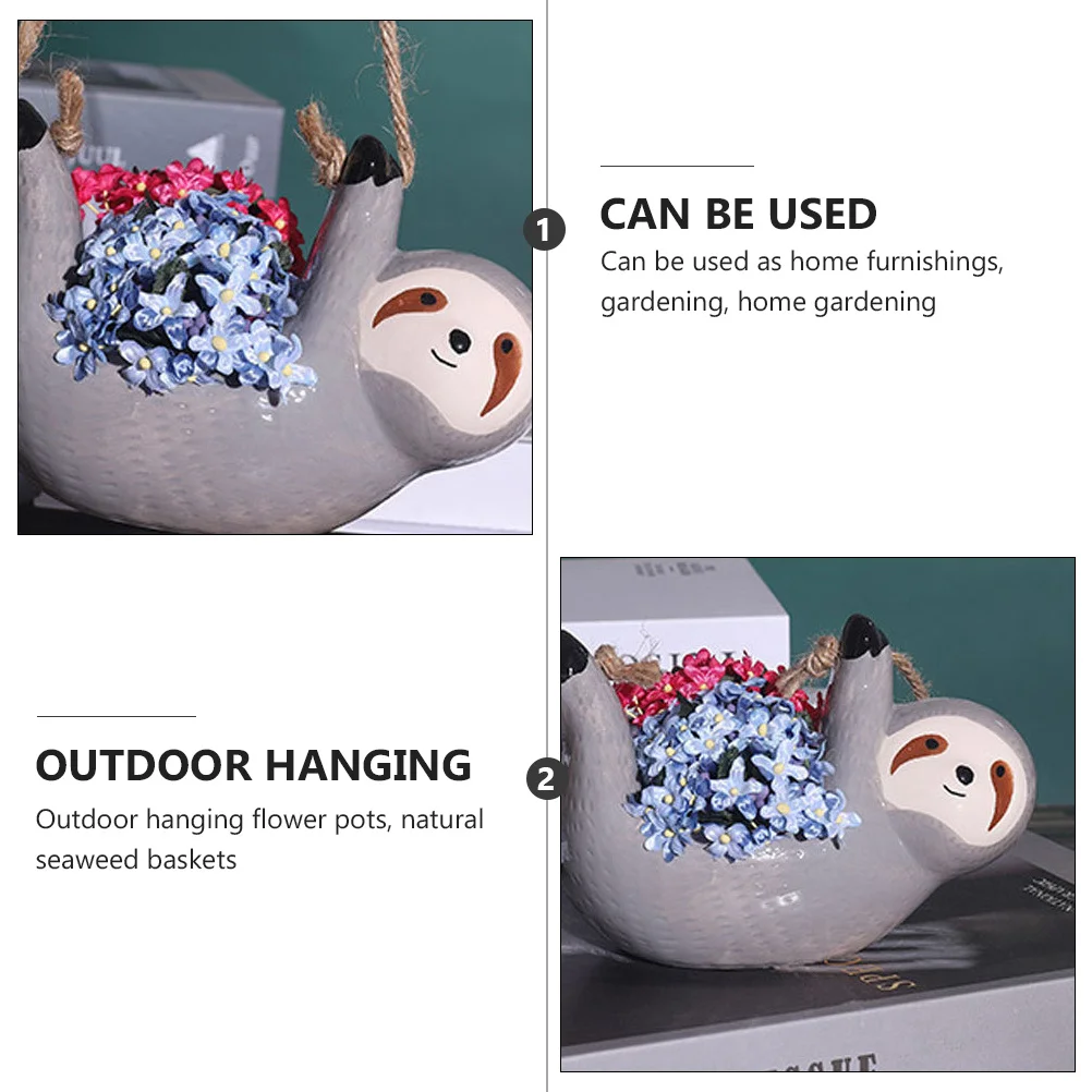 

2Pcs Sloth Hanging Planter Natural Seaweed Basket Indoor Outdoor Home Garden Balcony Decor Wall Mounted Flower Pot