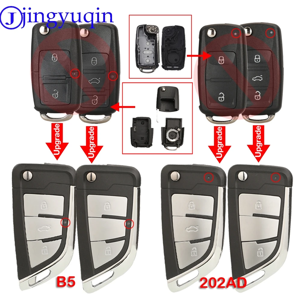 Jingyuqin Für VW Passat Touran Tiguan Golf B5 Caddy Jetta Beetle Polo Seat Ibiza Skoda Fabia Superb Modifizierte Klappbare Autoschlüsselhülle
