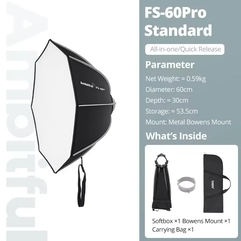 AMBITFUL FS-40PRO 40CM Octagon Softbox Bowens Mount