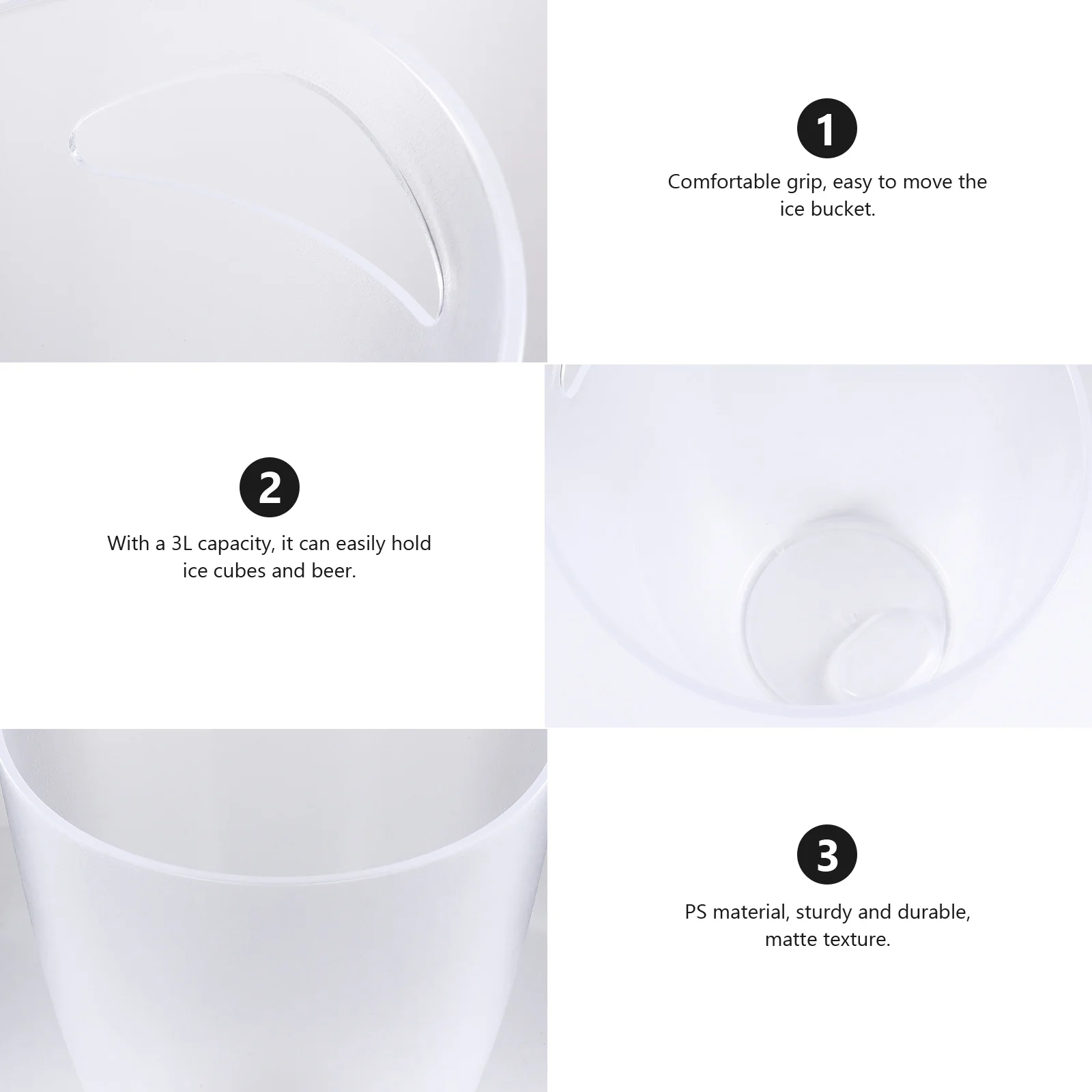 

1Pcs Bucket Clear 3L Capacity Rust-Free Ice Cube Pail Convenient Storage Bucket for Hotel Ktv Cube Pail