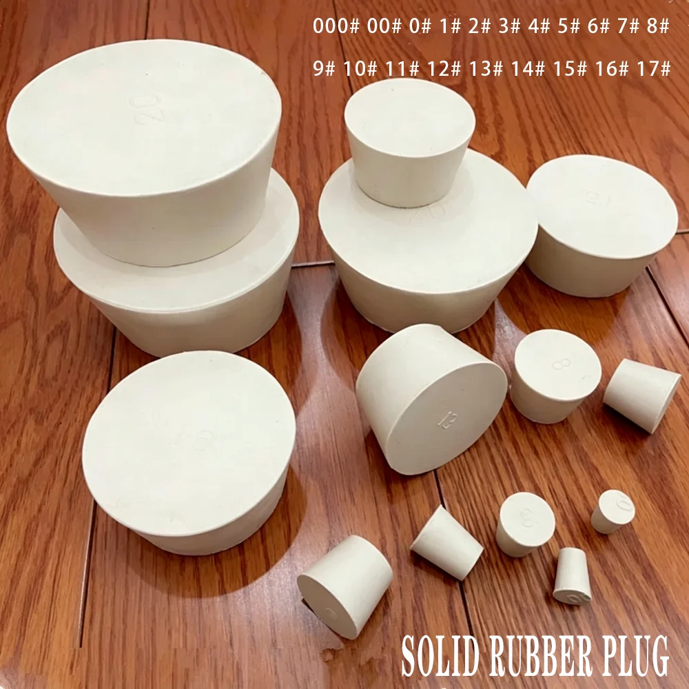 1-10P 000# to17# Chemistry Laboratory White Rubber Stopper for Glass Flask Test Tube Rubber cap Drain Pipe Seal Plug Choke Plug
