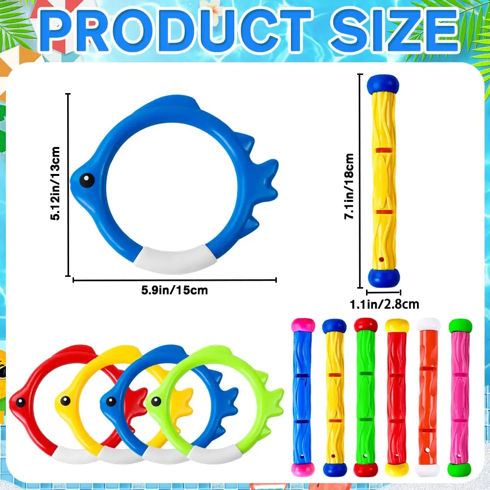 10 stücke Pool Tauchen Schwimmen Spielzeug Bunte Unterwasser Training Sinking Werfen Dive Ringe Sticks für Kinder Sommer Pool Schwimmen party