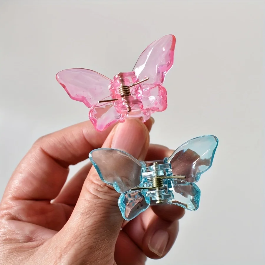 6pcs/set Multicolor Transparent butterfly Trumpet Hair Claw Hair Embellishment Small Hair Thin Hair Special Holiday Gift view 5