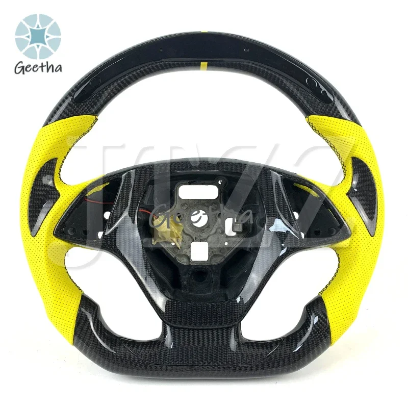 

Руль для Chevrolet Corvette C7 C6 C8 (2013-2019) с желтыми светодиодами, кожаной отделкой и карбоновыми вставками, индивидуальный дизайн, для интерьера автомобиля