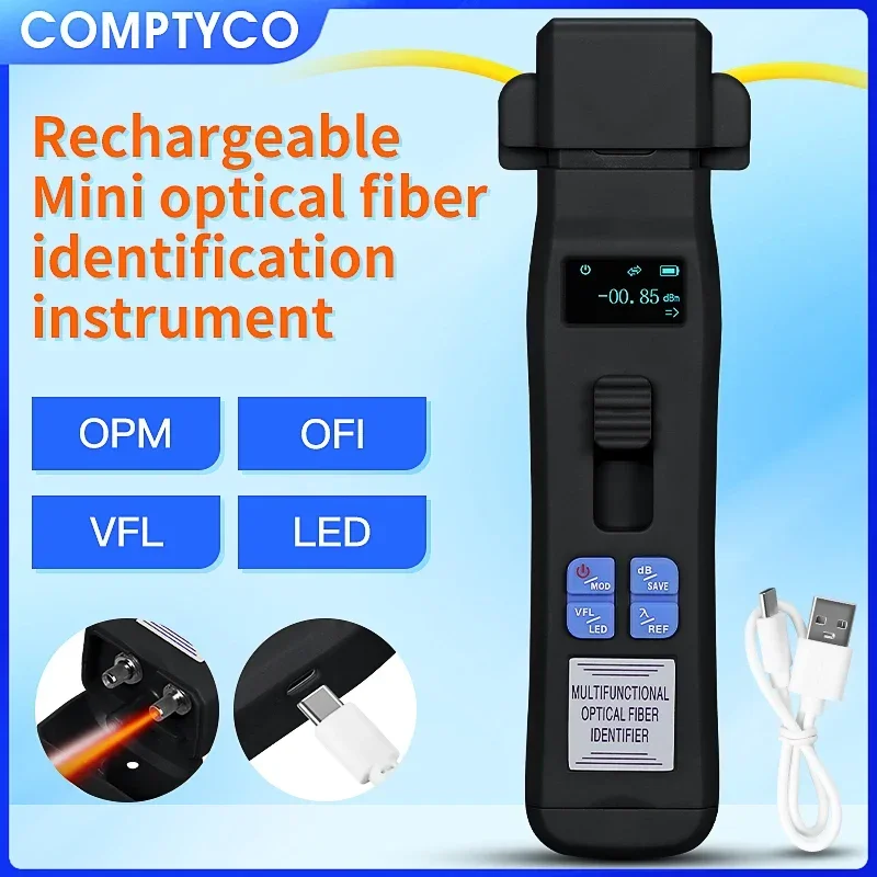 COMPTYCO Rechargeable AUA-C607/C605 Fiber Optic Identifier Live with Built in OFI /OPM /LED Light /VFL 800-1700nm SM