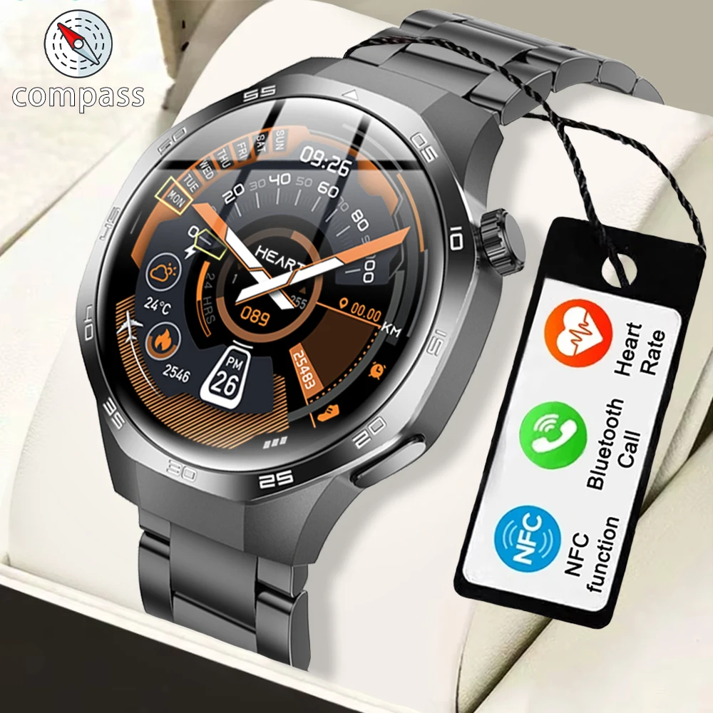 GEJIAN's new men's compass smartwatch, equipped with a high-definition screen, motion trajectory GPS, Bluetooth linked watch