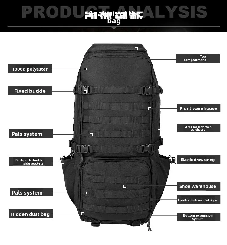 70L Outdoor Camping Tactical Backpacking Large Capacity Backpack MOLLE Multifunctional Outdoor Backpack