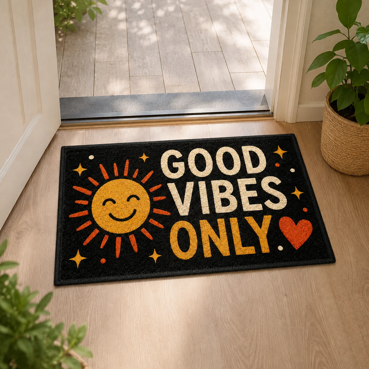 Custom Doormat Personalized Good Vibes Welcome Mat Funny Quote for Front Door Entrance Entryway Porch Home Decor New Home Gift