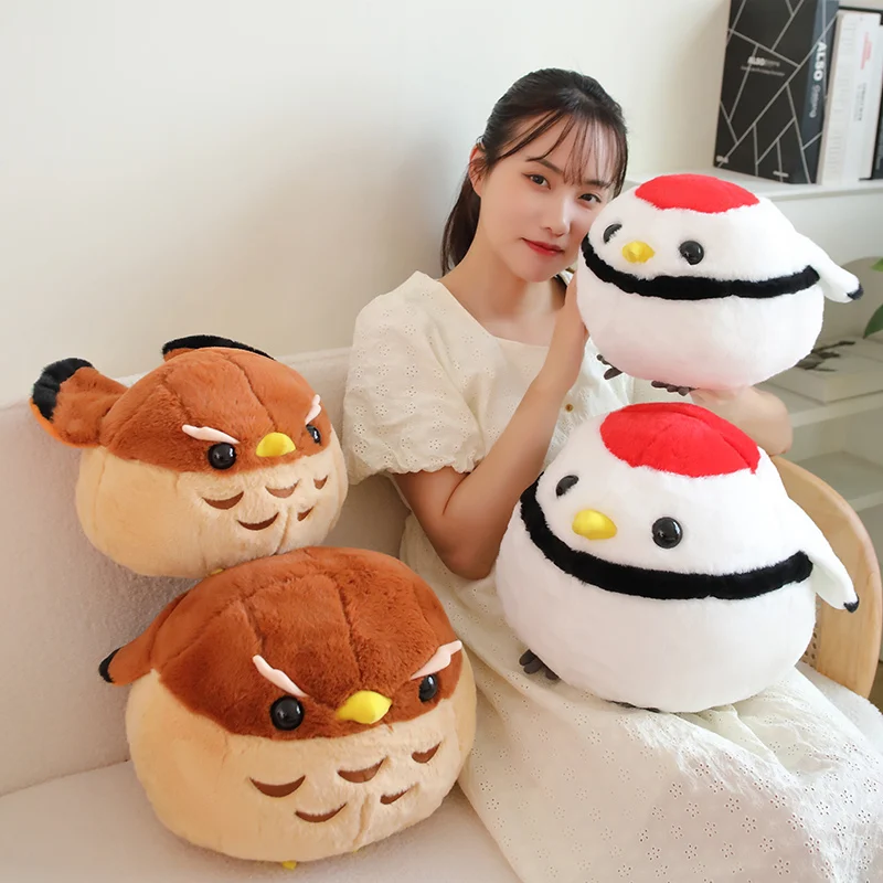 Cartoon Fat Round Red-crowned Crane& Eagle Plush Toys Stuffed Soft Animal Doll Soft Bird Pillow Birthday Gift for Kids Girls