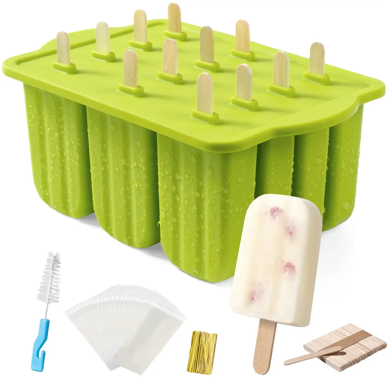 Summer DIY Ice Cream Tools With Wooden Sticks Silicone Popsicle Molds Kitchen Accessories Quench Thirst Snacks for Children