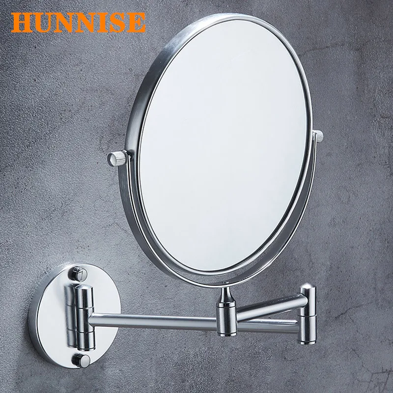 

Chrome Magnifying Bathroom Mirrors Wall Mounted Dual Arm Extend Folding Bathroom Makeup Mirror Space Aluminum Bathroom Mirror