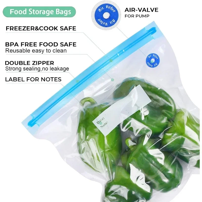 1-40PCS Vacuum Sealer Bags Reusable Food Storage Bags Portable Waterproof Home Vacuum Food Packaging Sealing Bags