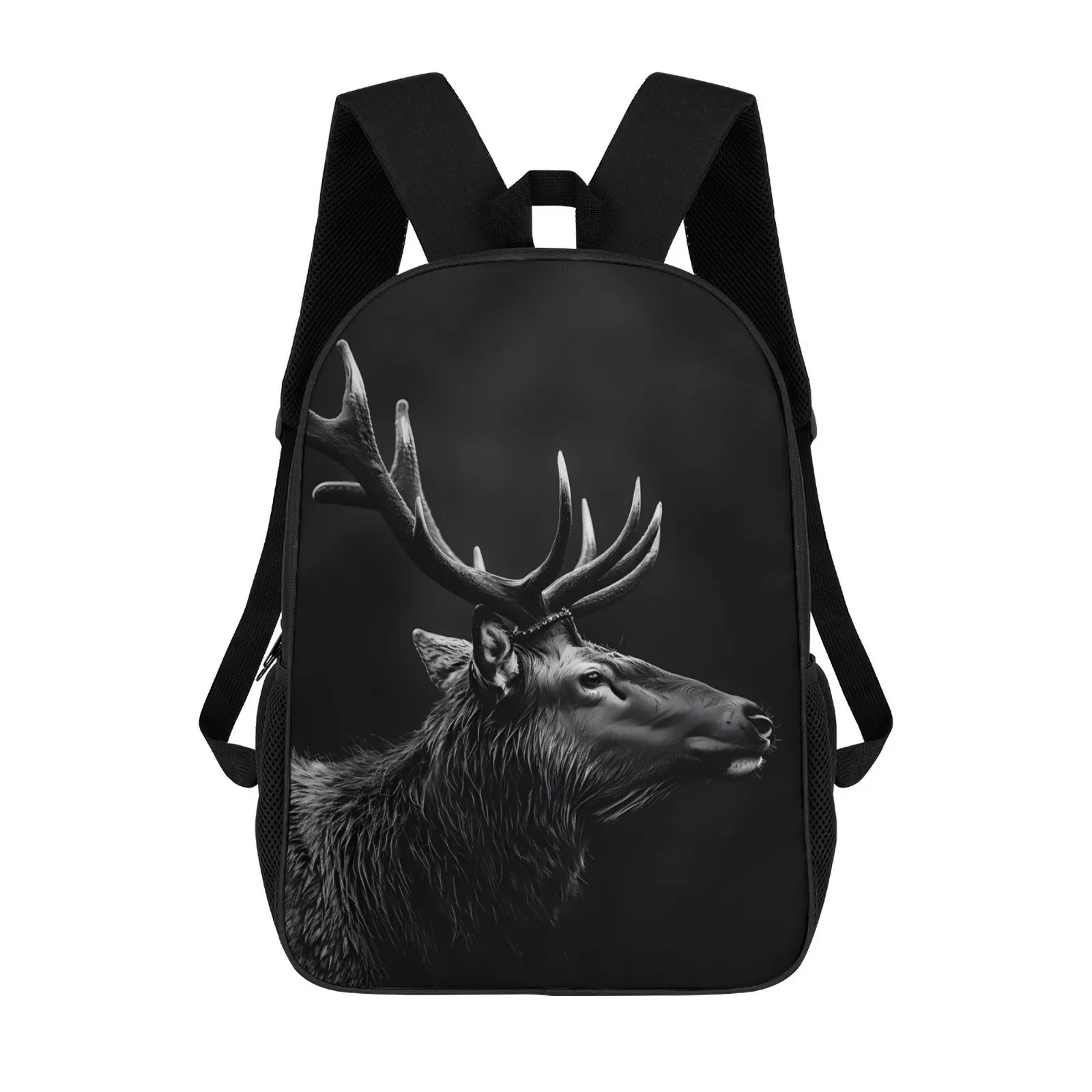 

Elk Wild Black And White Mochila Printed Book Bag School Backpack For Children 17 Inch School Backpack Bag