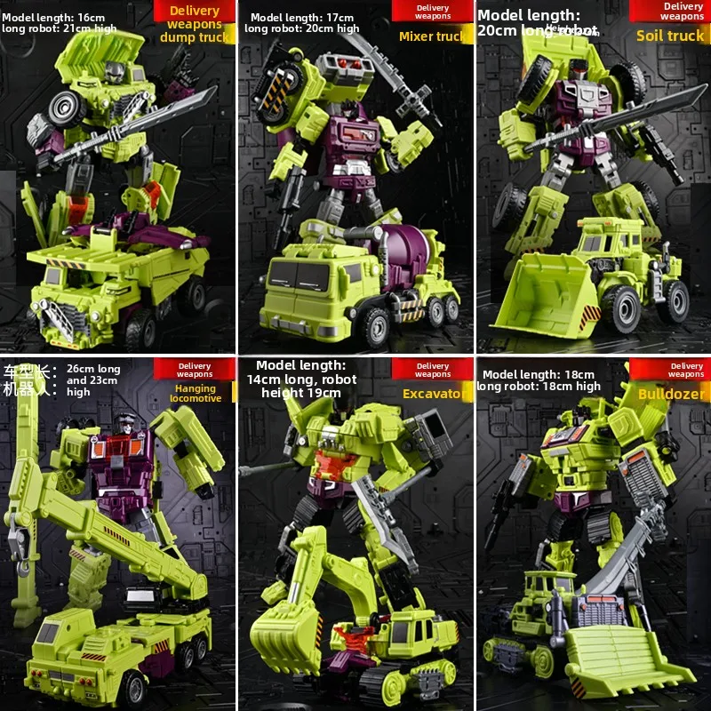 Juguete transformador Robot combinador vehículo de ingeniería Robot Mech figura modelo regalo de Navidad