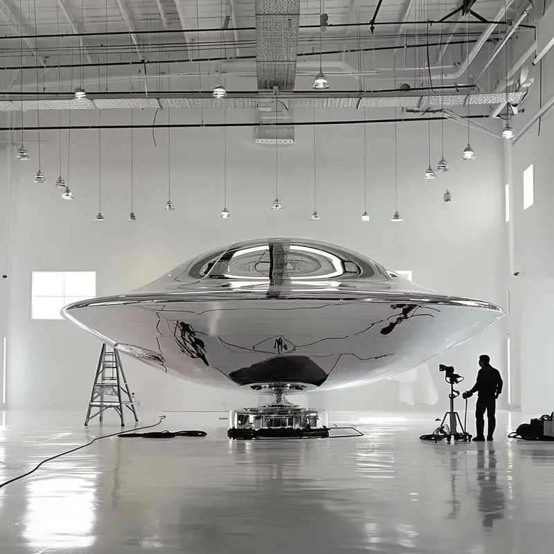 Modern Stainless Steel UFO Sculpture Outdoor Garden Art Decor Elegant Mirror Finish Metal Statue Contemporary Landscape