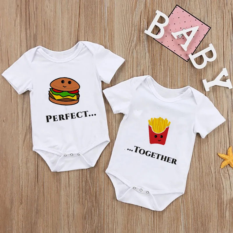 Perfect Together Twin Baby Clothes Funny Twins Outfits Romper Boy Girl Shower Gift Summer Short Sleeve Bodysuits Brother/sister