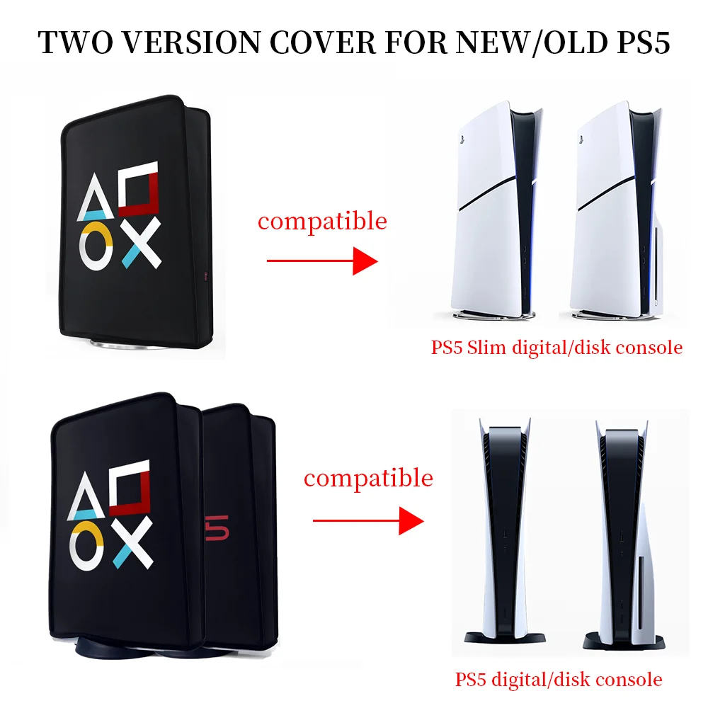 PS5 Slim Dust Cover Soft Lining Anti Scratch Washable Protective Case for PS5/PS5 Slim Disk/Digital Edition Dustproof Cover