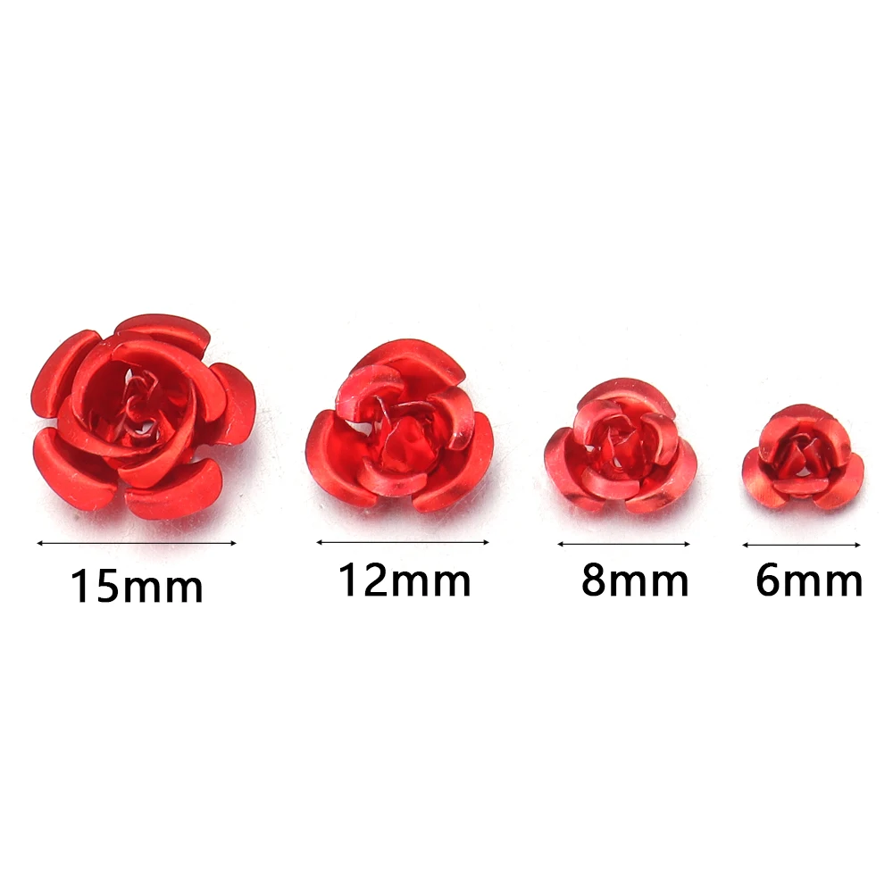 50/100pcs Aluminum Rose Flower Metal Mixed Color Flowers For Wedding Party DIY Jewelry Making Crafts Earring Headwear Decoration