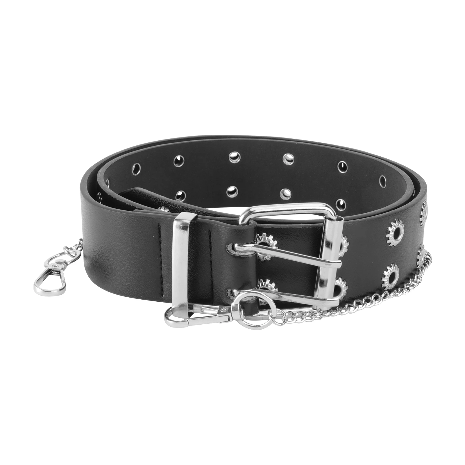 

1pc Gear Shaped For Women Men Fashionable Artificial Waist Belt Durable Stylish Buckle Leisure Wear All Matching Belt