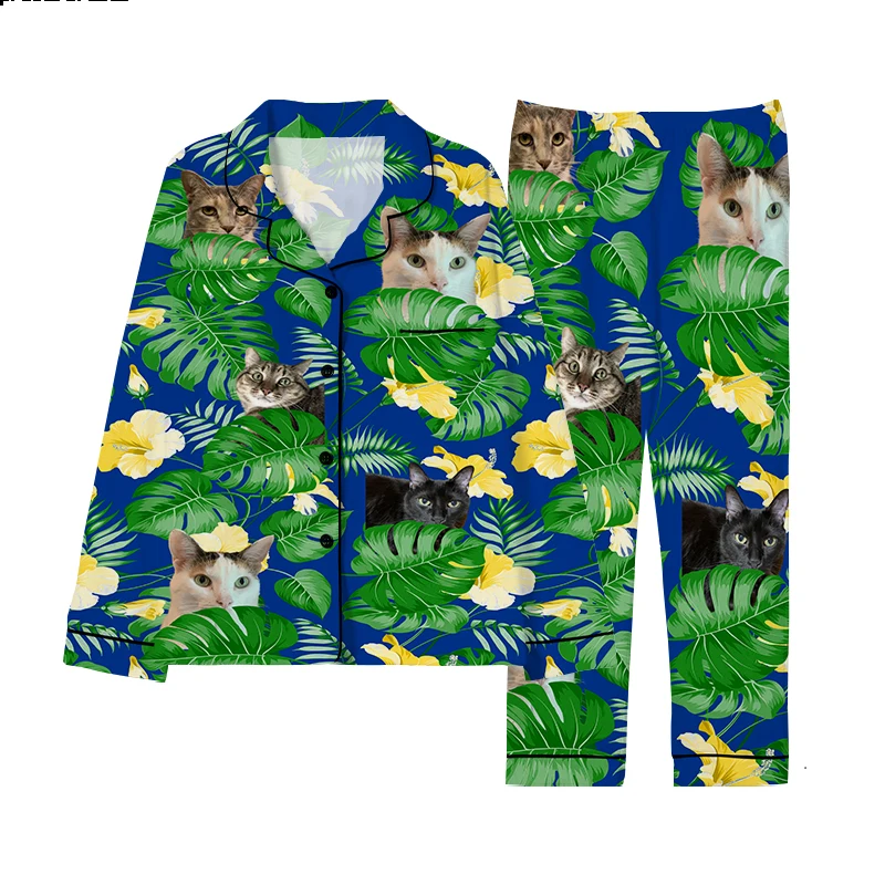 Conjunto de pijama de mangas compridas personalizado masculino, roupa de casa, lazer, solto, confortável, transfronteiriço, venda quente, primavera e outono