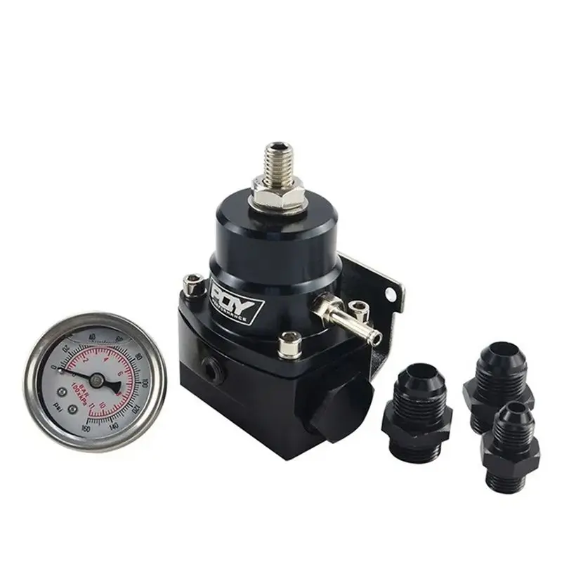 ABRE-AN8/8/6 Fuel Inject Regulator With Boost Gauge High Pressure 8AN BLACK