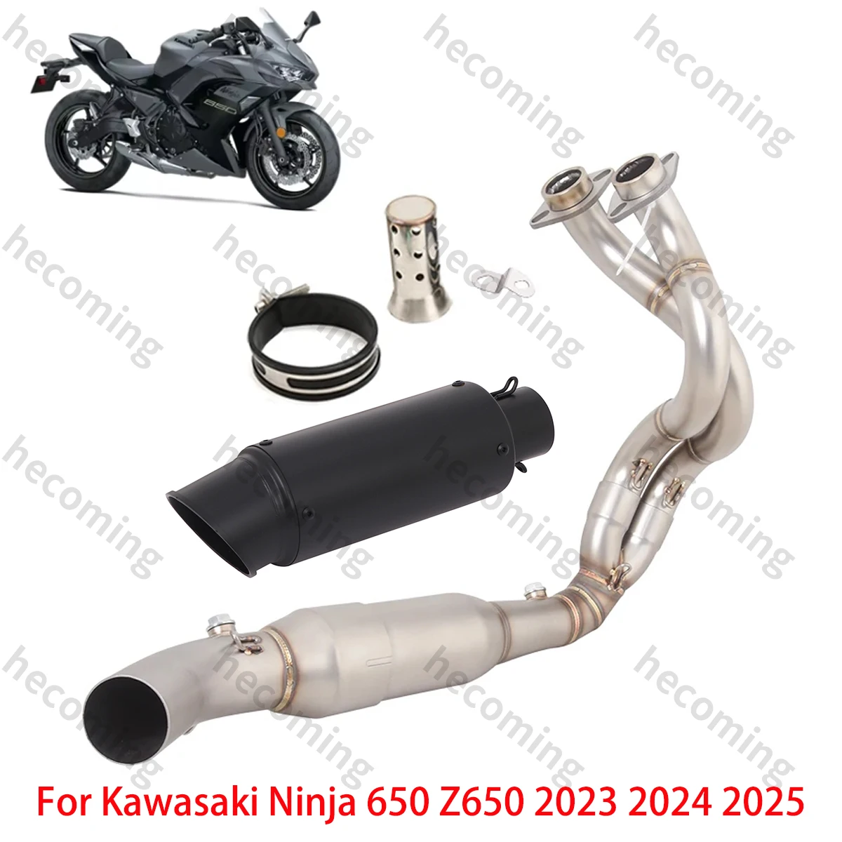 Full Exhaust System Front Link Pipe For Kawasaki Ninja 650 Z650 2023 2024 2025 Slip On 51mm Muffler Escape z650 Muffler System