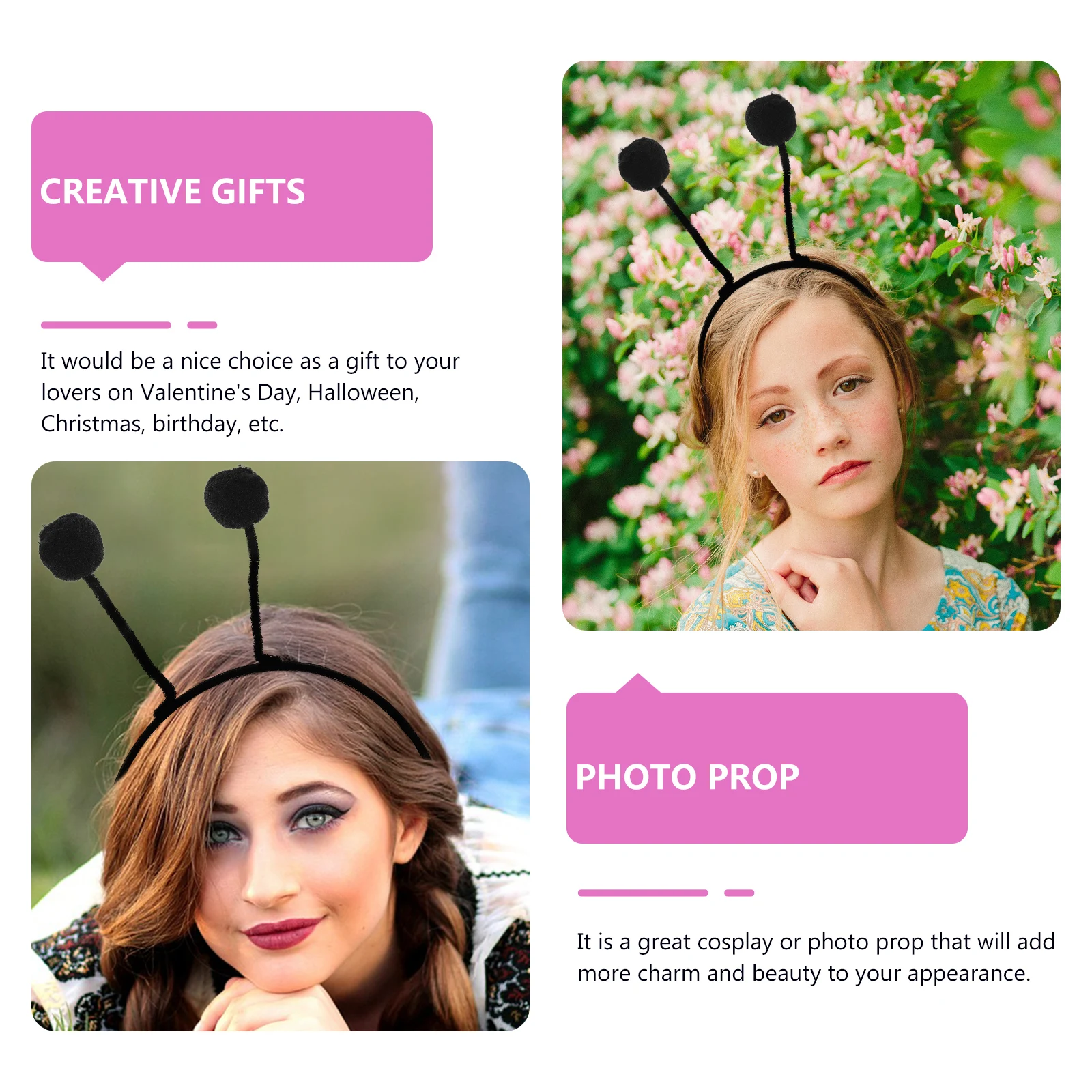 6 szt. Kreatywnych opasek na głowę z pomponem, modna ozdoba na głowę na imprezy dla kobiet, gładka powierzchnia, antypoślizgowe akcesoria do włosów do codziennego użytku.