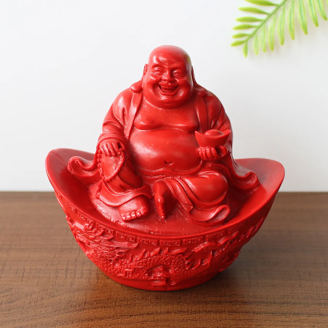 Cinnabar feng shui to keep peace Maitreya  laughing hall  statue tabletop living room