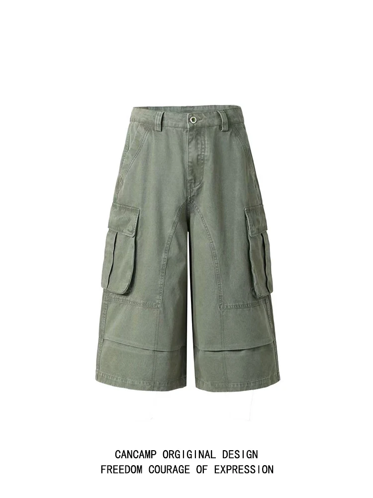 

CANCAMP Американские ретро рабочие брюки с несколькими карманами, свободные повседневные широкие брюки для мужчин и женщин, летние хлопковые молодежные модные брюки