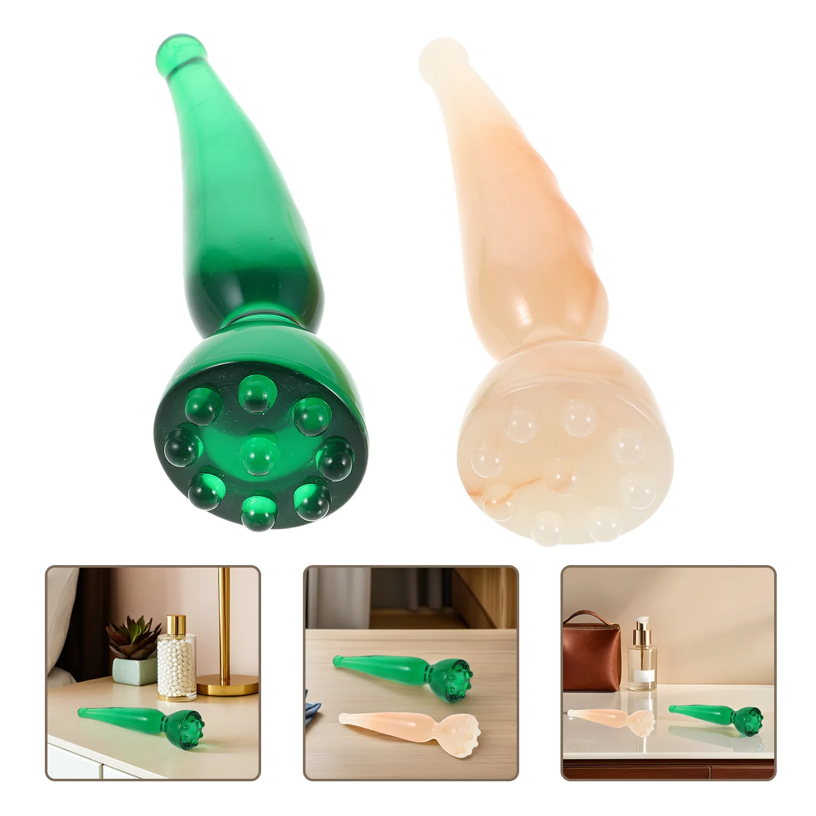 Palo de masaje de acupresión de resina, 2 uds., forma de semilla de loto, Guasha Facial, punto de disparo Manual, tejido profundo, relajación de cuerpo completo